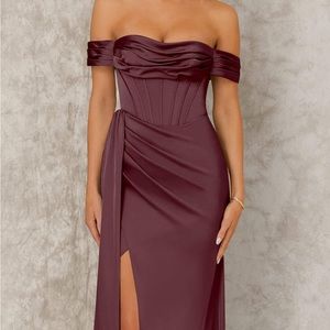 Sheath Off the Shoulder Stretch Satin Floor-Length Dress